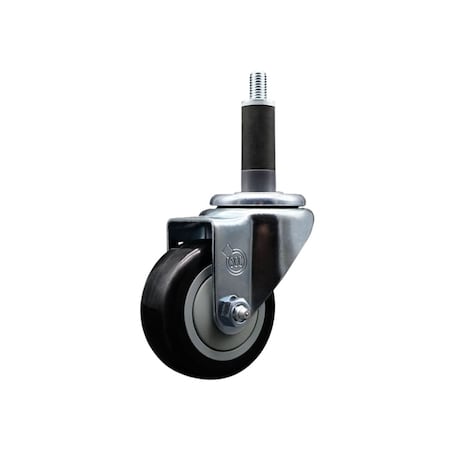 Service Caster 3'' SS Black Poly Wheel Swivel 1'' Expanding Stem Caster SCC-SSEX20S314-PPUB-BLK-1